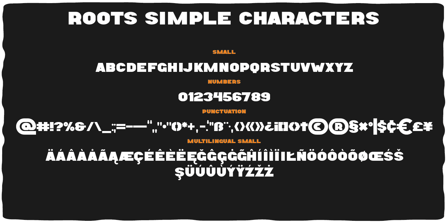 Пример шрифта Roots Simple